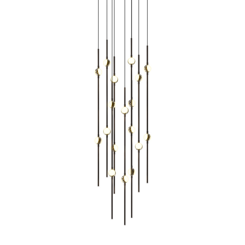Constellation - Aries 12" Round LED Pendant - Espresso Black Fixture - Clear Faceted Acrylic Shade - 2700K - 240" Cable