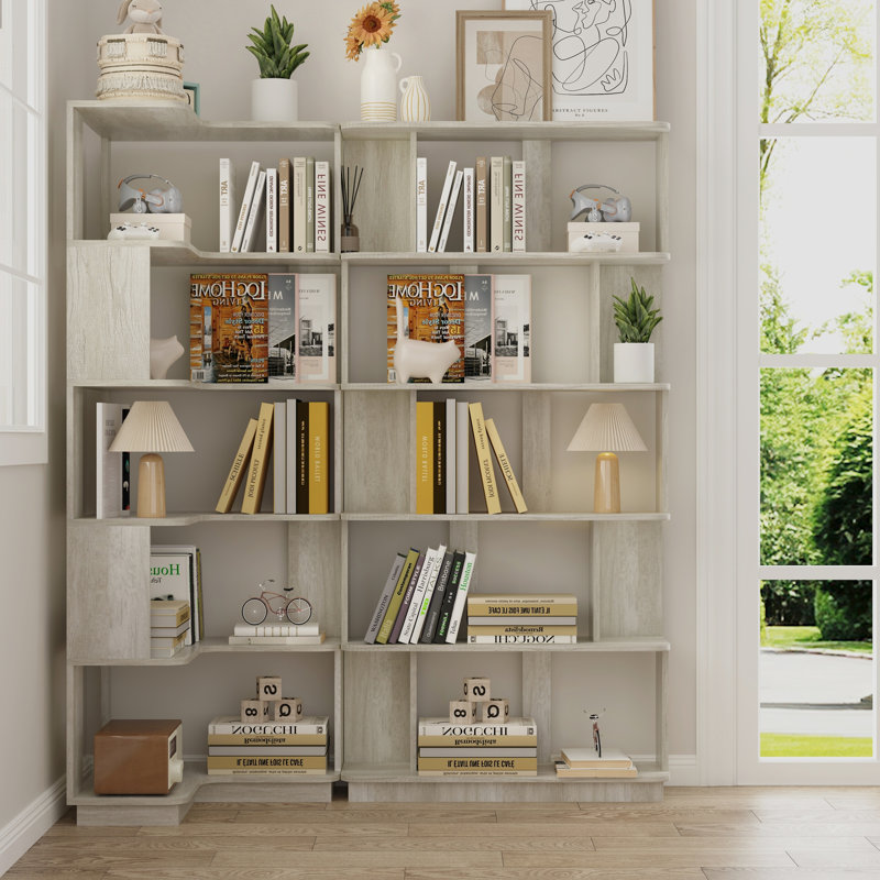 Ensemble de 2 bibliothèques combinées pour économiser de l'espace et une bibliothèque d'angle de 55 cm plus 80 cm de longueur pour l'option, 2 bibliothèques de groupe en forme de L x 1 + bibliothèque en forme de I x 1