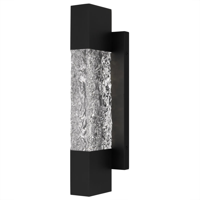 Solace Integrated LED Matte Black Outdoor Wall Lantern, 16" H x 4.5" W x 4.25" D