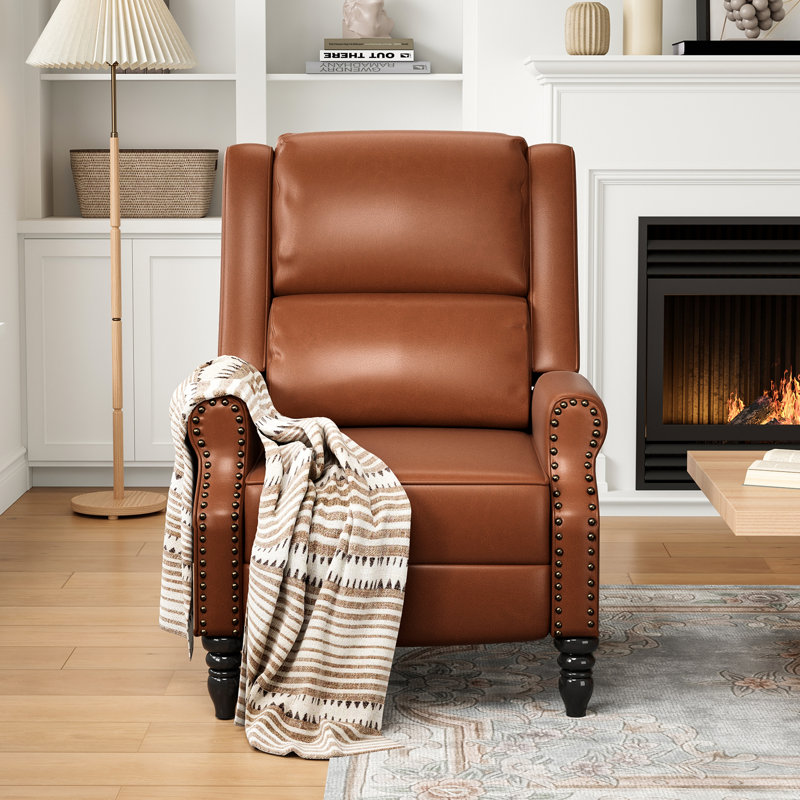Cuerdas Faux Leather Recliner, Brown Faux Leather