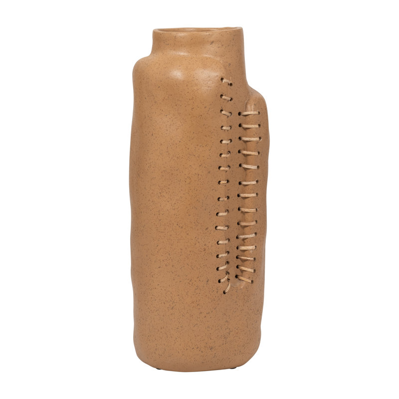 Bungalow Rose Ecomix Stitched Up Vase, 18" H x 7" W x 7" D, Terracotta