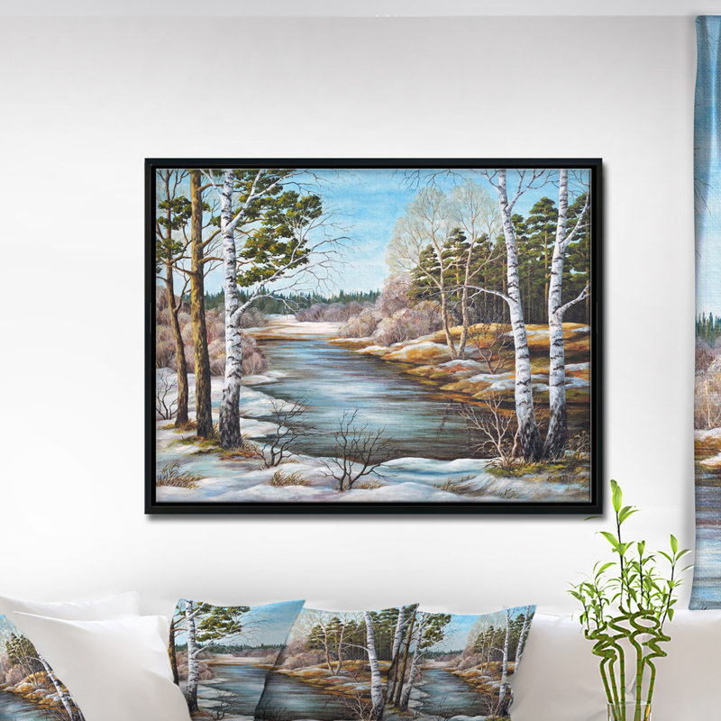 Schafer «The Spring Siberian River», peinture, H 30 po x l 40 po x P 1,5 po, Toile avec cadre flottant
