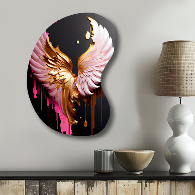Capra - Asymmetrical Wings Angel Metal Wall Decor, Unique Shape Metal Wall Sculpture Print