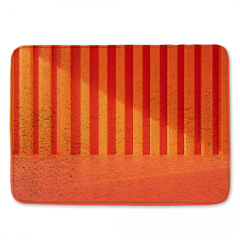 Orange Vertical Stripes Bath Mat, 24in W x 17in L