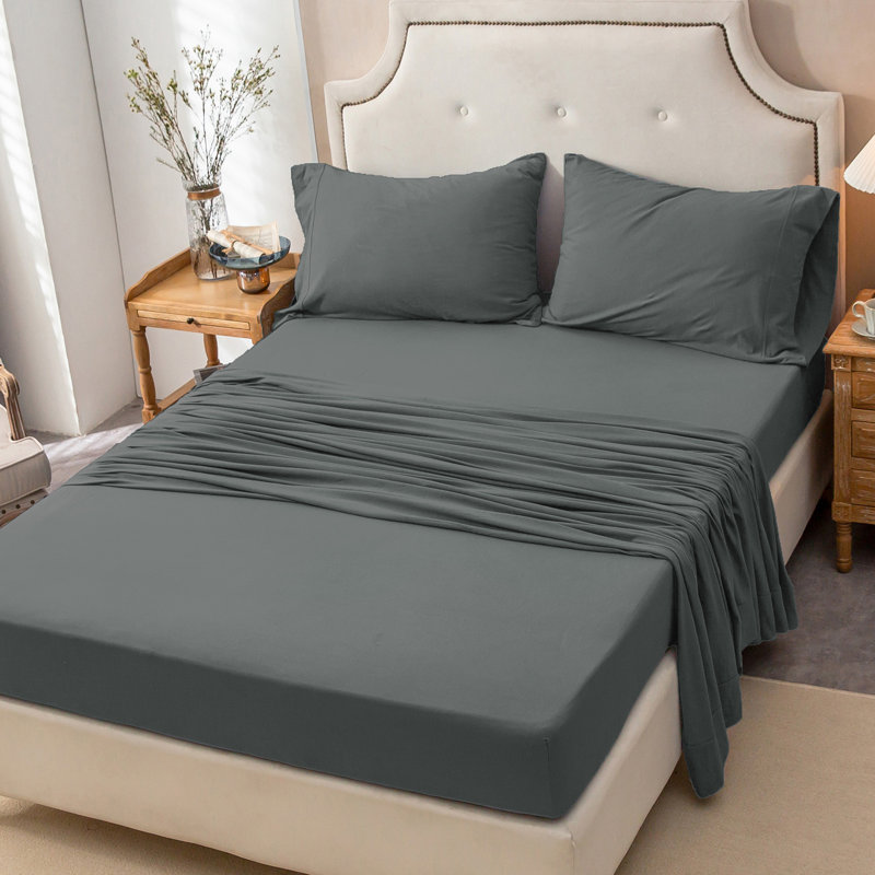 100% T-Shirt Cotton Super Soft Comfy Breathable Fits Mattress Up To 20" Extra Deep Pocket, Greenish Gray