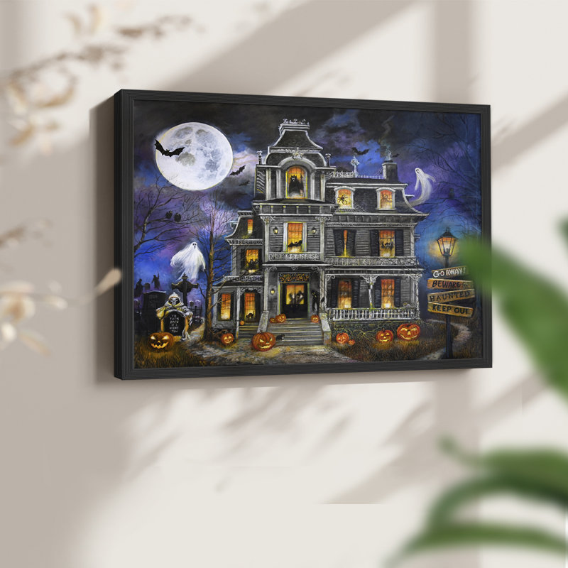 Haunted Mansion Moonlight -Framed Print - Restickable, 22" H x 28" W, Black