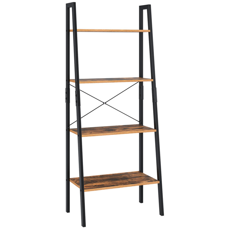 138.5 cm H x 56 cm W Iron Ladder Bookcase, Brown