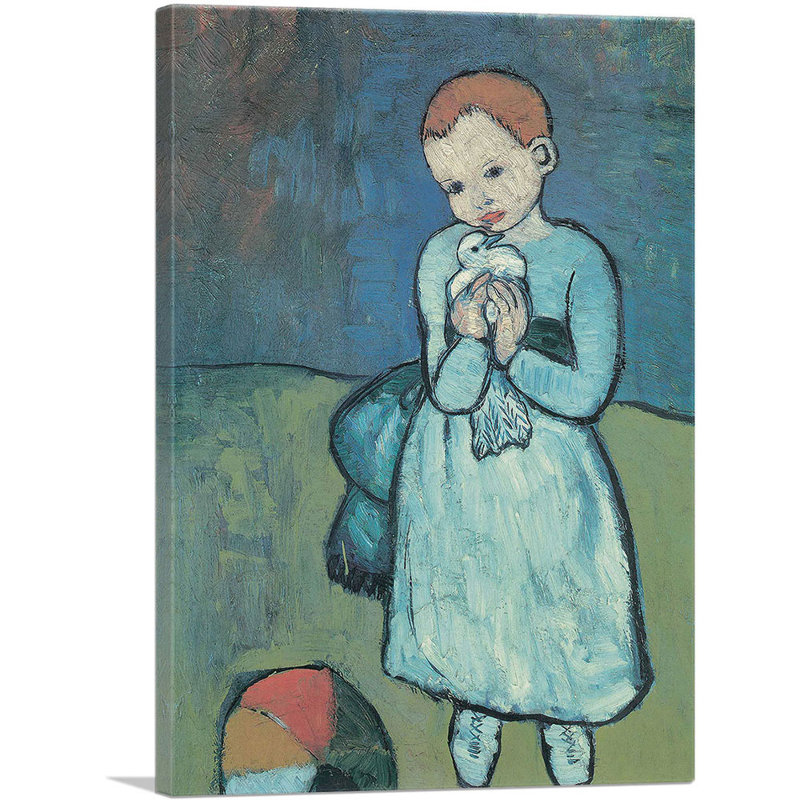 «Child with Dove» par Pablo Picasso, reproduction d'art sur toile tendue, H 18 po x l 12 po x P 0,75 po
