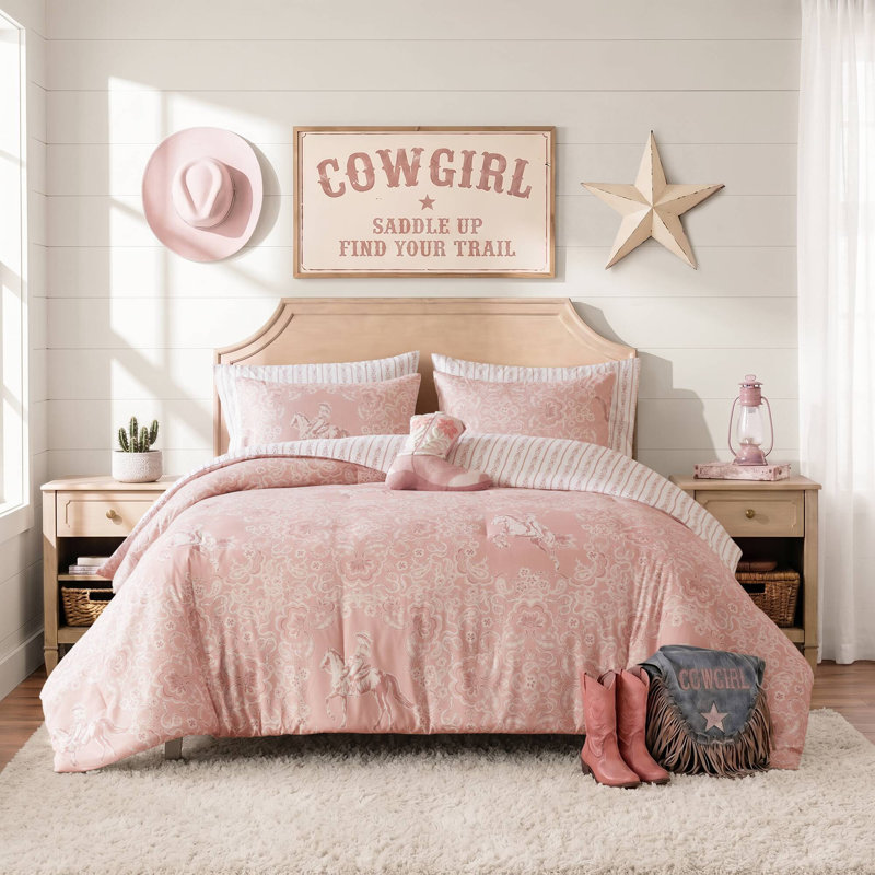 Ensembles de literie rose Western Cowgirl, ensemble d'édredon simple TG en microfibre