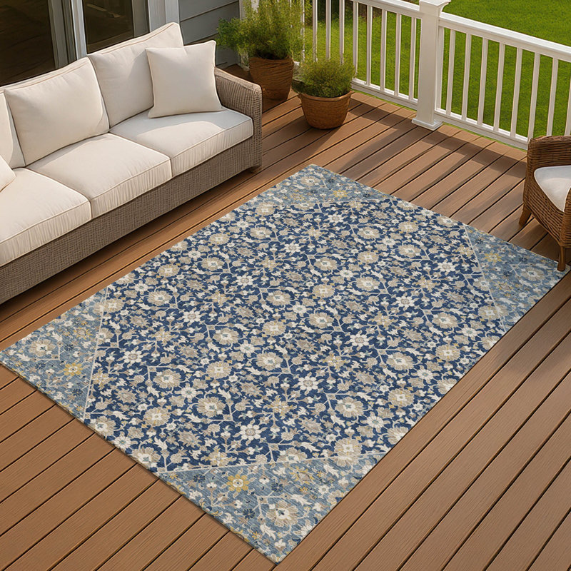 Tapis intérieur / extérieur lavable à la machine Chantille ACN3046 Global, Marine, 5 pi x 7 pi 6 po