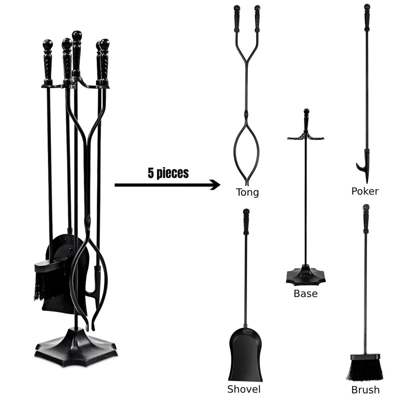 Naghibi Wood Fireplace Tool Set