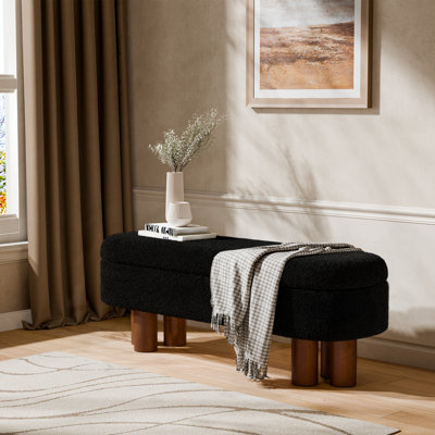 Joddie Upholstered Flip Top Storage Bench with Solid Wood Leg