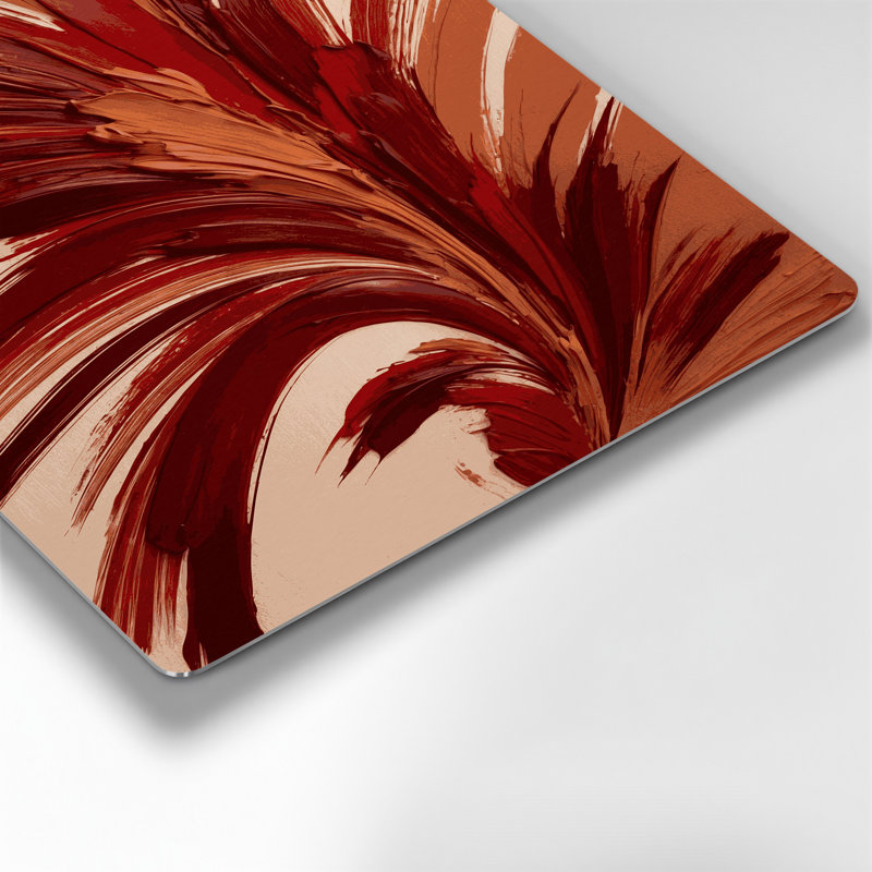 «Lyrical Abstraction 9», art mural en métal rouge, H 11 po x l 14 po