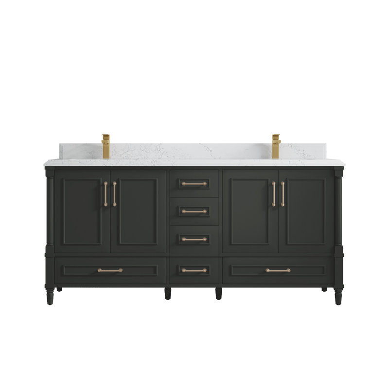 Aberdeen 72'' Double Bathroom Vanity with Top, Empira, Blacktop