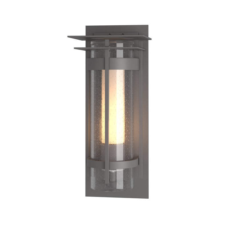 Torch Seeded Glass Outdoor Flush Mount, 16.2" H x 7.9" W x 6.5" D, Coastal Burnished Steel