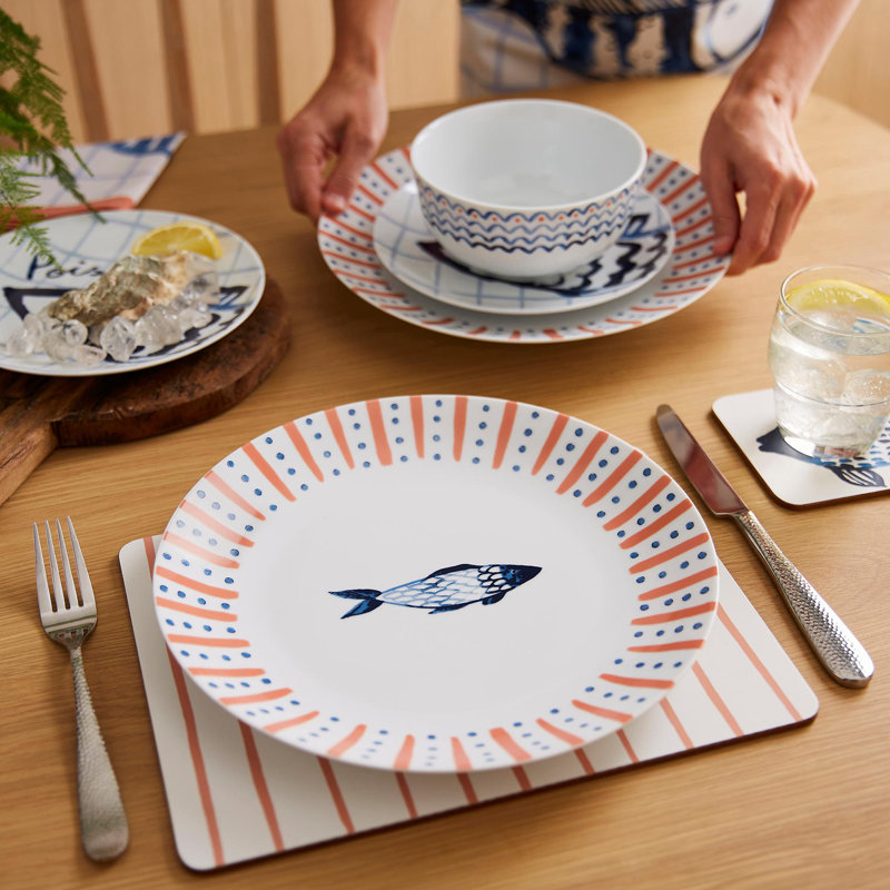 Catch Of The Day Paper Printed MDF Striped Placemat