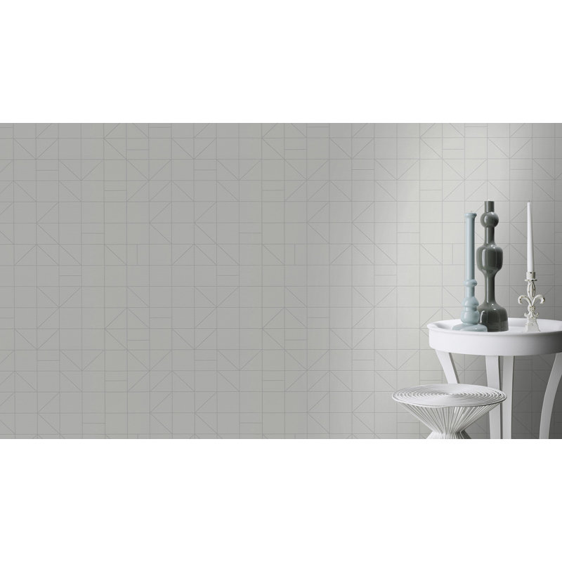 Rouleau de papier peint géométrique L 33 pi x l 20,5 po Sabatino, Argent