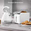 Tower Mirage Kettle with Digital Control Panel,1.7L White and Chrome and Mirage 2 Slice Digital Toaster White with Chrome Trim