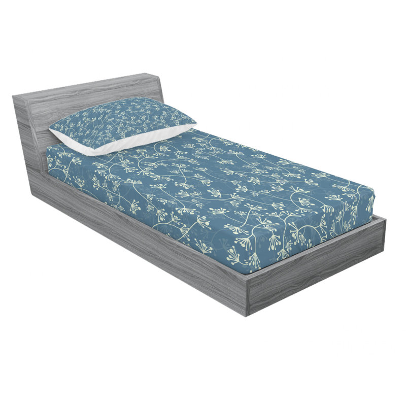 Microfiber Floral Sheet Set, Twin XL Sheet Set with Fitted Sheet