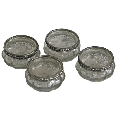 4 Piece Glass Tabletop Tealight Holder Set