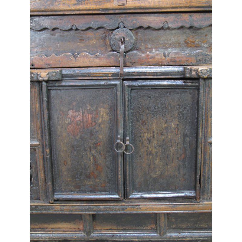Antique Distressed Elm Altar Cabinet
