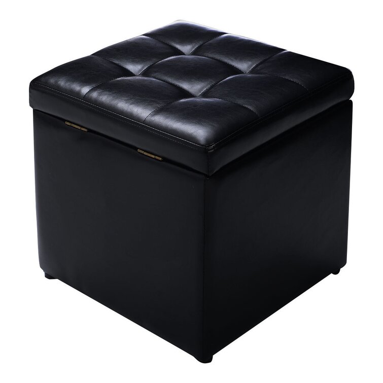 40Cm Wide Faux Leather Rectangle Storage Ottoman
