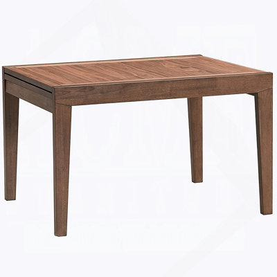 Walnut Finish Extendable Dining Table Modern Kitchen Dining Wooden Furniture 1Pc Self Storing Leaf