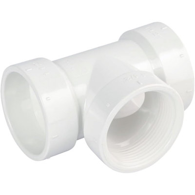 3 in. PVC DWV Cleanout Tee with C.O. Plug, Hub x Hub x FPT White PVC Drain, Waste & Vent Fitting, (10 Pack)