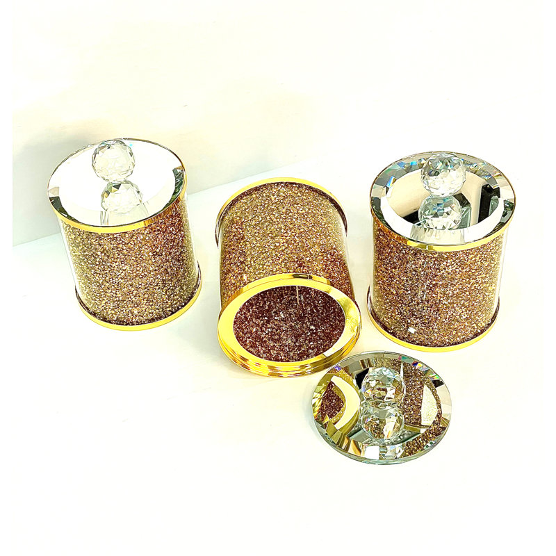 Ensemble de trois contenants en verre Ambrose, Or