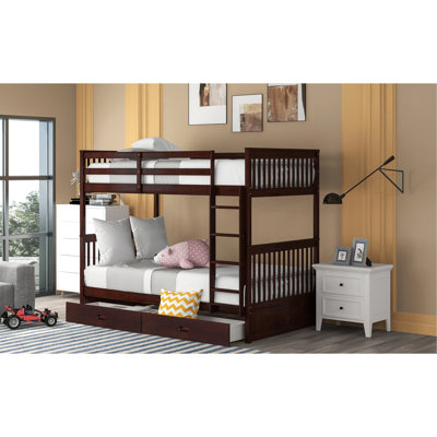 Twintwin Bunk Bed With Ladders & Storage In Charming Dark Brown