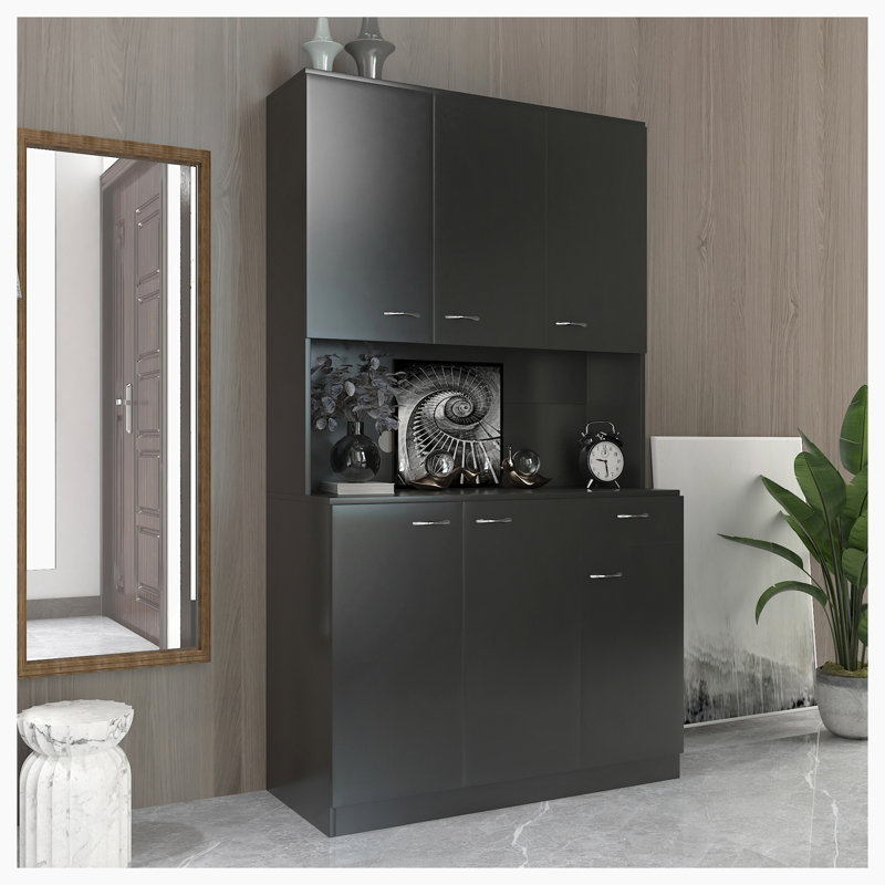 Kierren Sideboard with Bar Hutch, Black