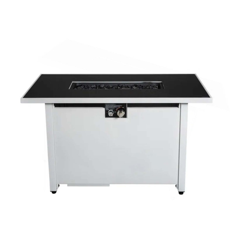 Fire Pit With Powder-Coated Finish And Smoked Glass Top