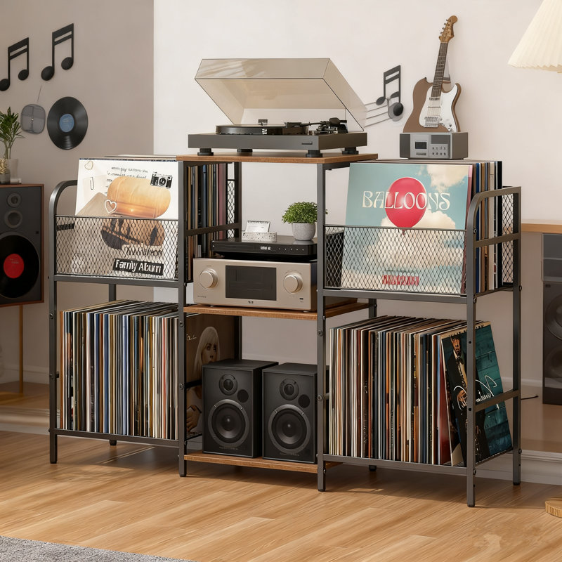 Record Player Stand With Storage For 350+ Albums, Vinyl Record Storage Cabinet
