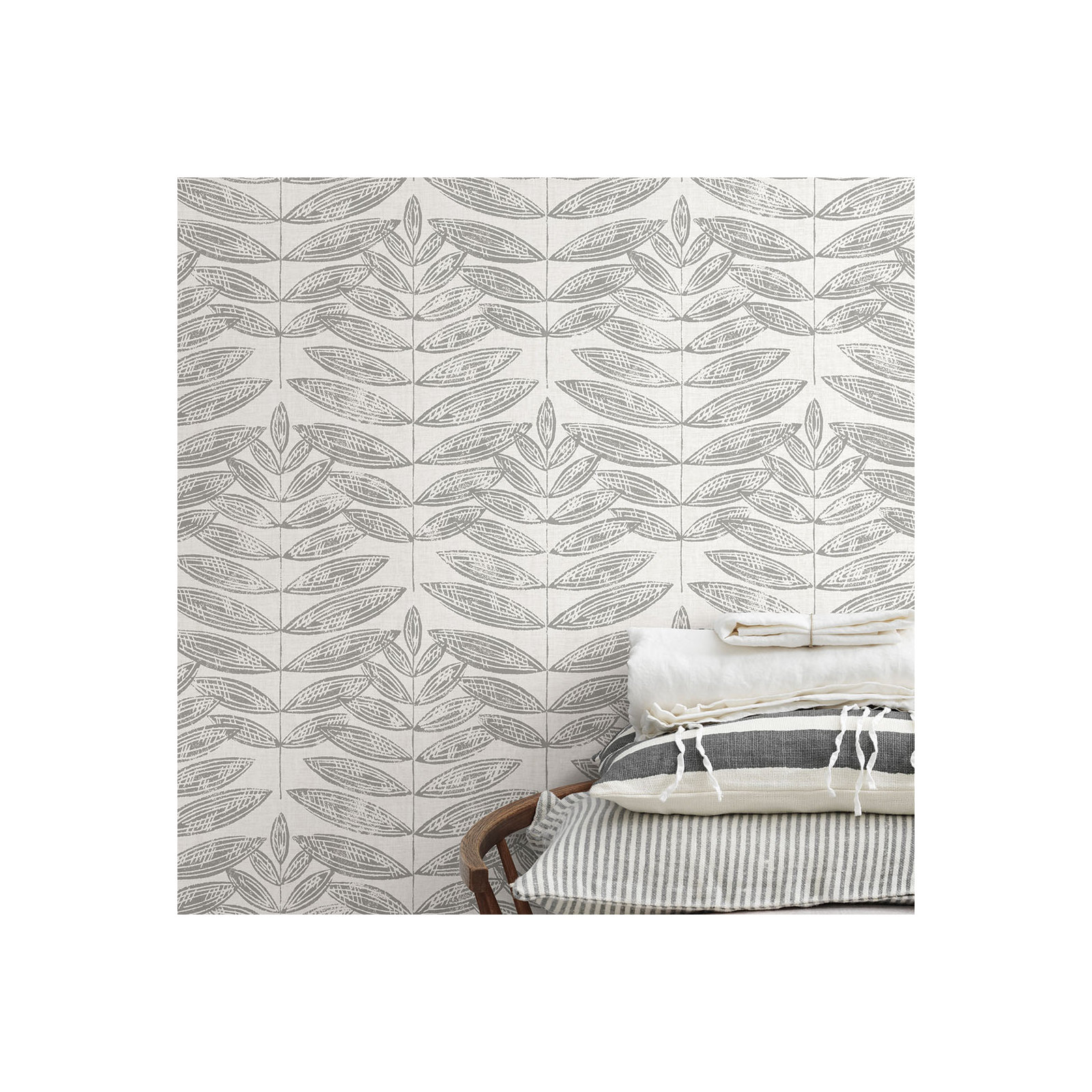 Aldusa Leaf Non-Pasted Wallpaper Roll , Dove