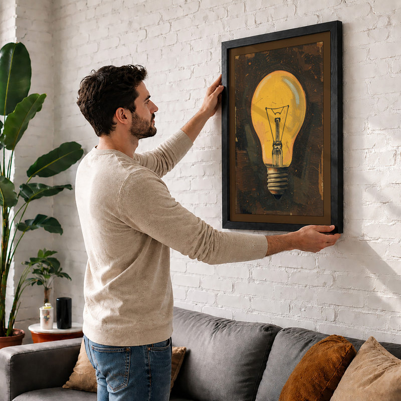 The Bulb Industrial - Framed Print, Walnut, A1 - 84.1 x 59.4 cm