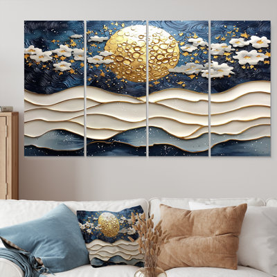 Ensemble de salon Blue Waves Heights Golden Coastal IV - Coastal Wall Art