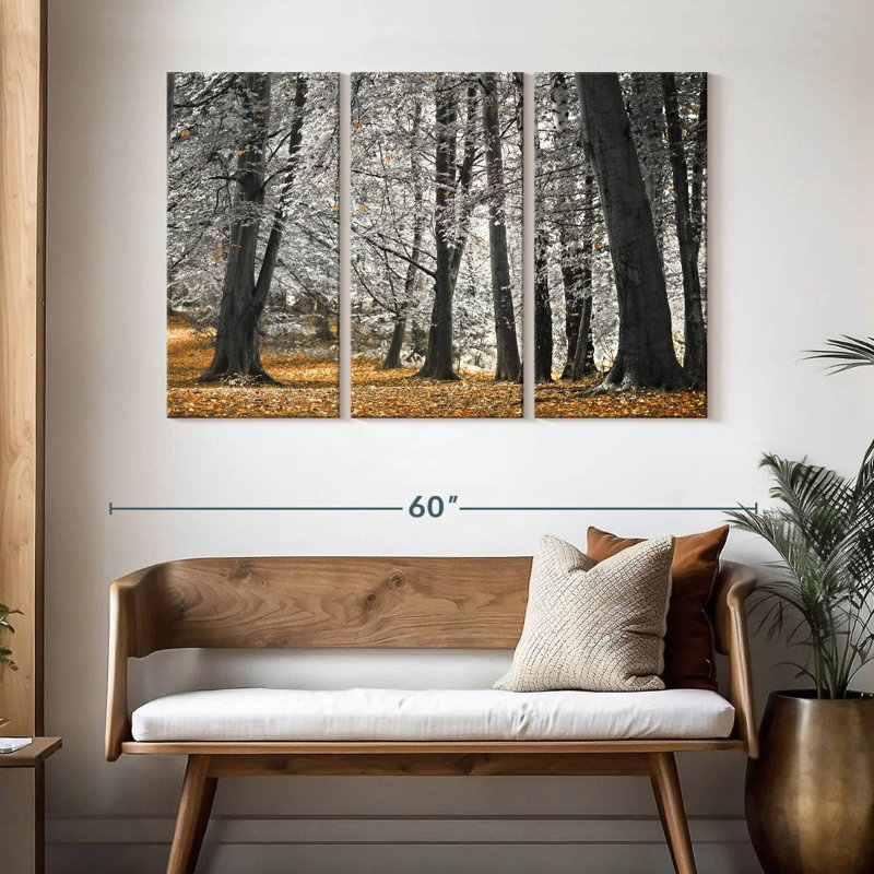 Harnek arbres et feuilles d'automne, H 32 po x l 50 po