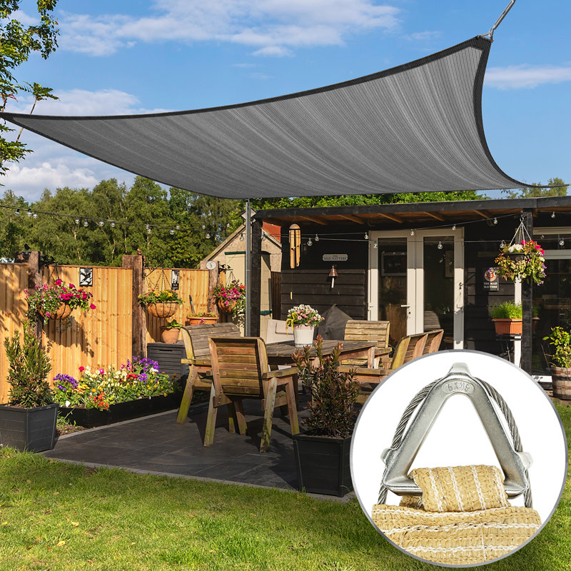 Voile d'ombrage carré Amgo Pro Ring, 16 pi x 16 pi, Gris