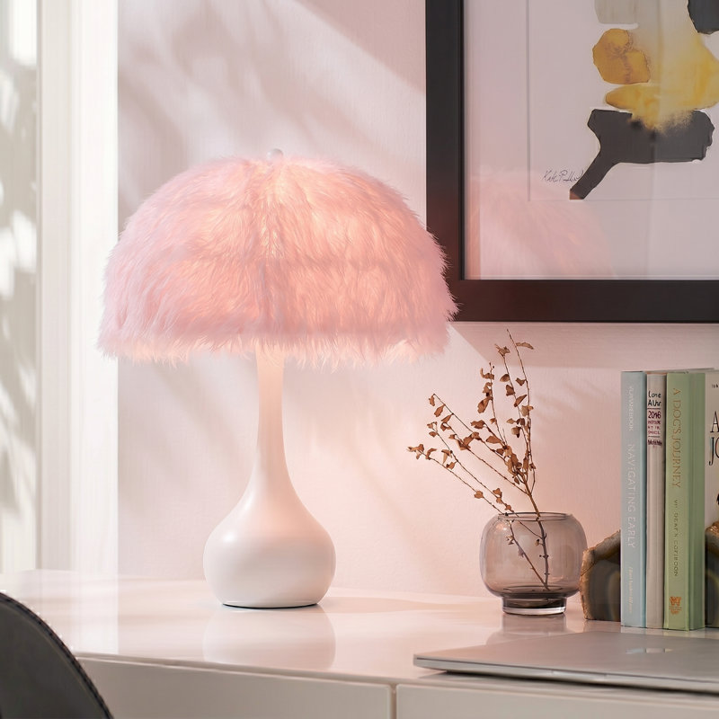 Lampe de table en forme de globe à 1 lumière, Blanc, Rose