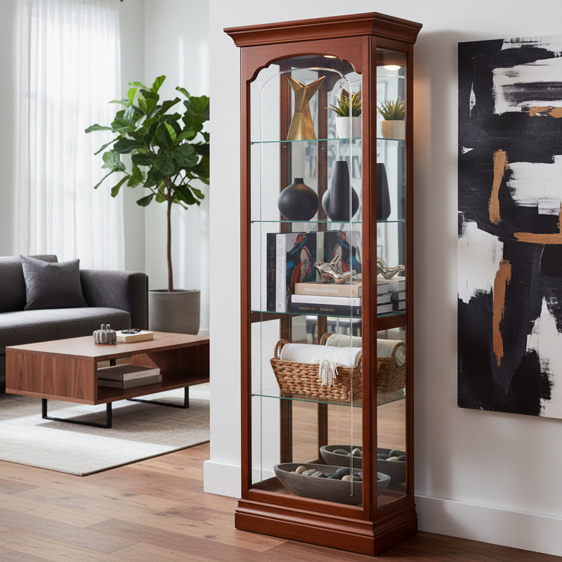 Brickey Lighted Curio Cabinet