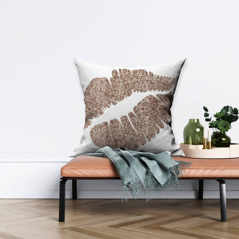 Wake up and makeup - Gold Poly Twill Throw for Bedroom Decor