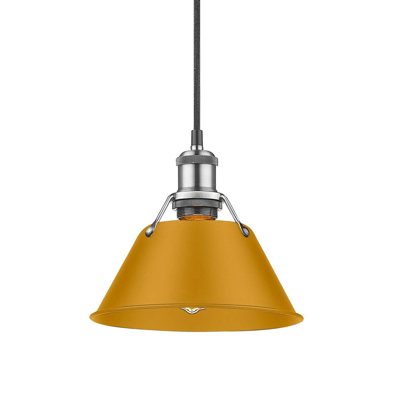 Suspension Orwell à une lumière - 20 cm - Étain - Abat-jour jaune Auric, H 129 po x l 7,5 po x P 7,5 po, Auric Yellow, Étain