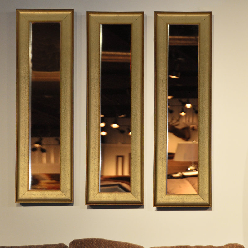 Truluck Solid Wood Flat Mirror, 30.5" H x 9.5" W, Gold