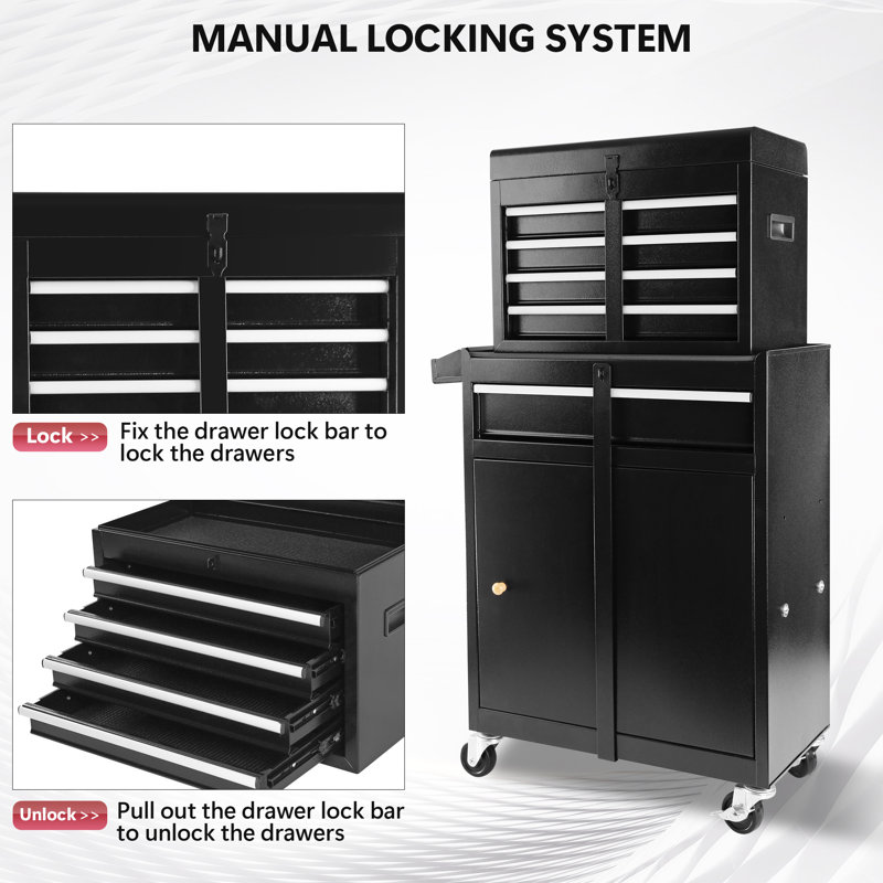 5-Drawer Rolling Tool Chest, High Capacity Tool Storage Cabinet W/Lockable Wheels, Gray