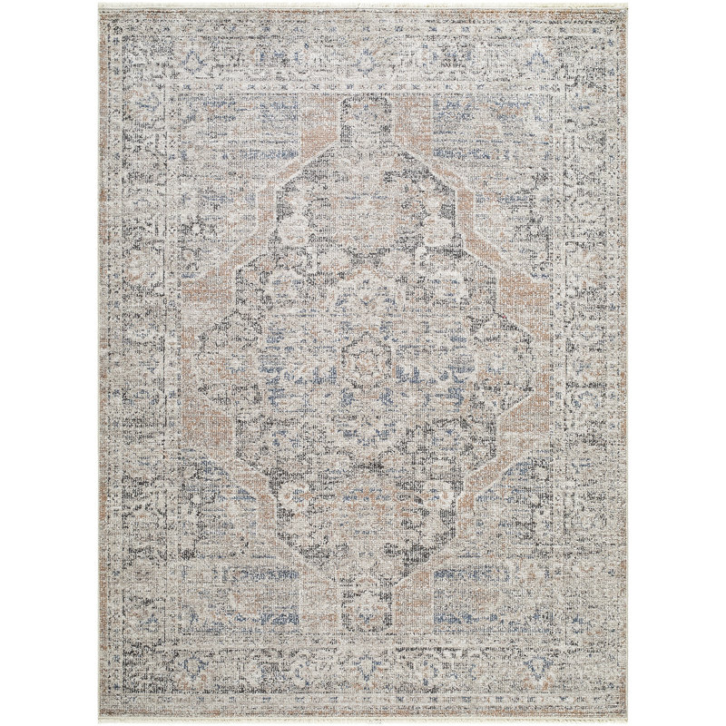 Galey Alix x Livabliss Maria Elena IV-Vintage Brown Blue Beige Traditional Vintage Boho Fringe Living Dining Bedroom Rug