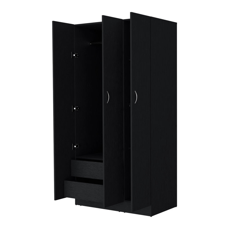 Armoire 3 portes avec tringle Augusta, Noir