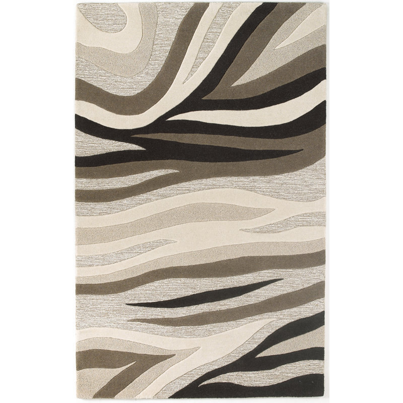 Tapis beige / noir / gris en laine touffeté à la main Bevill, Rectangle 2 pi 3 po x 3 pi 9 po