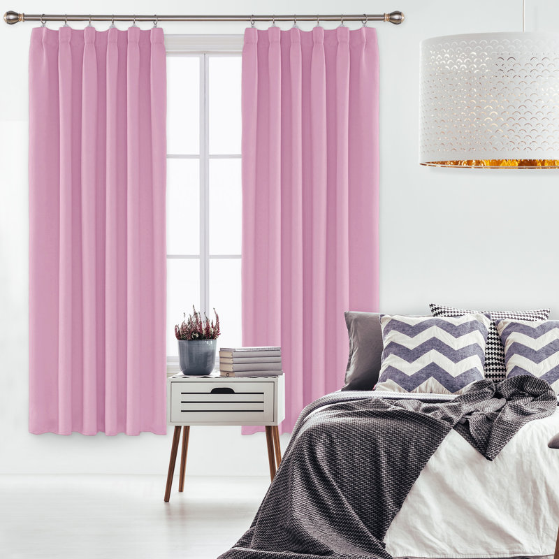 Farhod Blackout Curtain Pair, Pink, 132cm Width x 183cm Drop