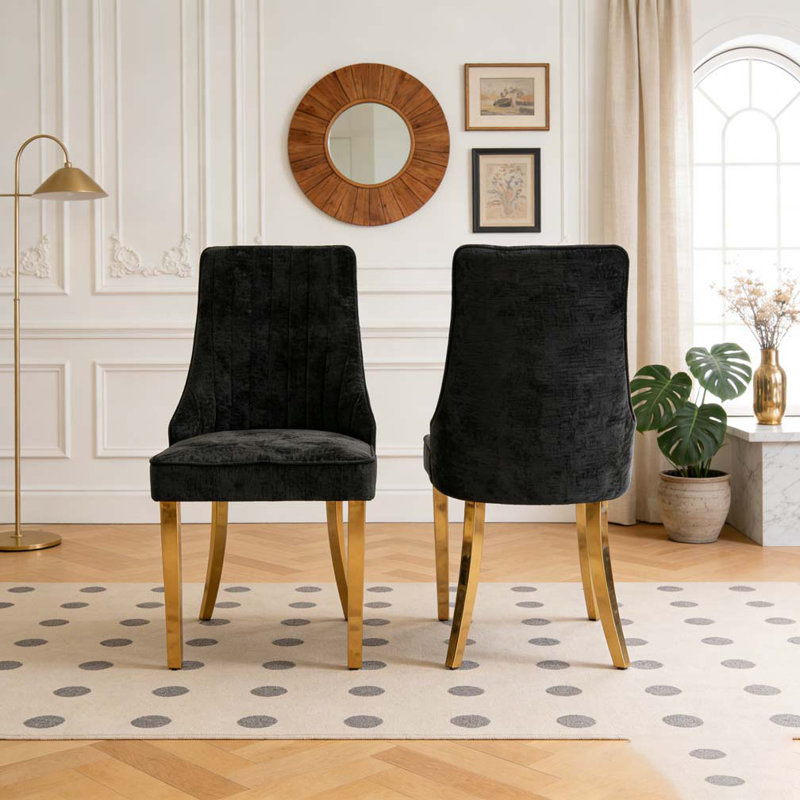 Chaises de salle à manger en chenille, Noir
