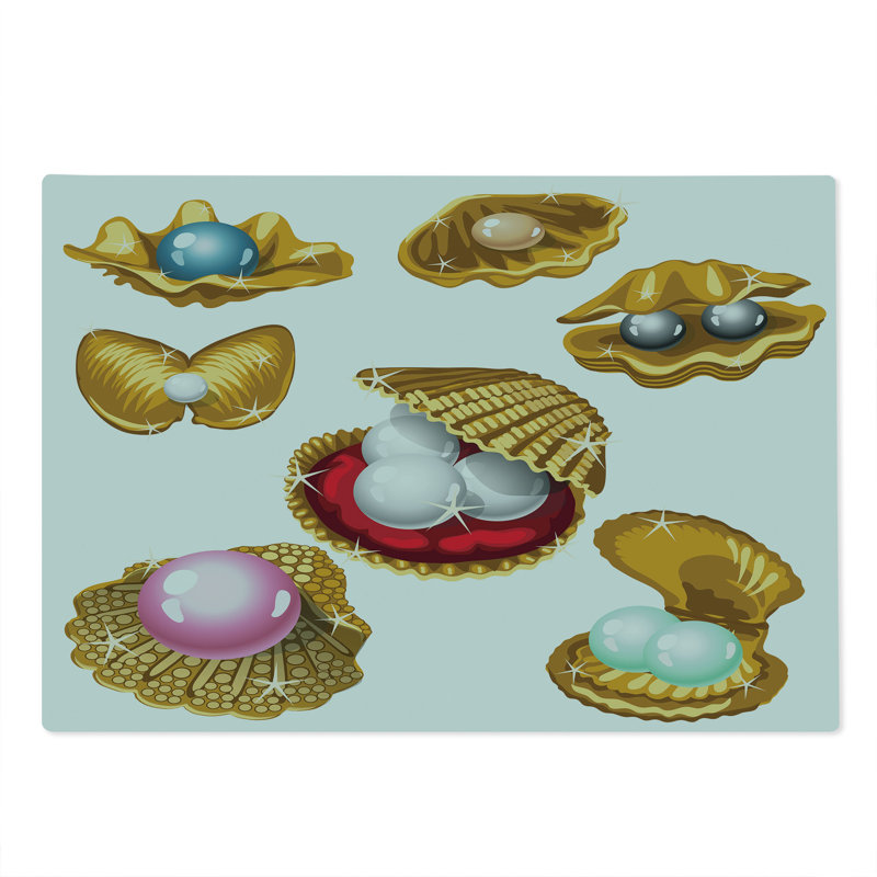 Ambesonne Pearls Cutting Board Large Size Open Shells Sea Image Multicolor